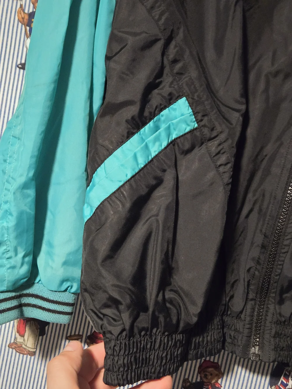 Vintage 90s Nike Black & Teal Zip Up Windbreaker Jacket Womens Large